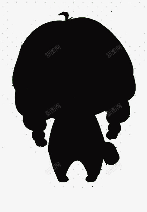 卡通可爱小女孩黑色剪影png免抠素材_新图网 https://ixintu.com 剪影 小女孩 装饰 黑色