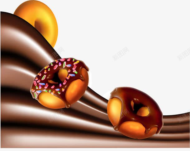 手绘巧克力甜甜圈png免抠素材_新图网 https://ixintu.com 巧克力甜甜圈 手绘 零食