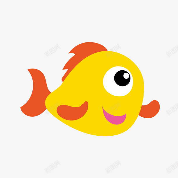 卡通黄色小鱼png免抠素材_新图网 https://ixintu.com 卡通动物 卡通小鱼 背景装饰 黄色小鱼