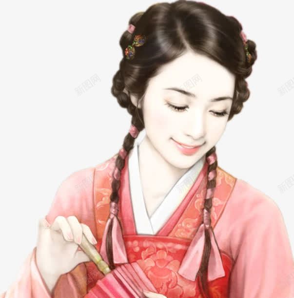 低头微笑的古典美人png免抠素材_新图网 https://ixintu.com 低头 古典 微笑 美人