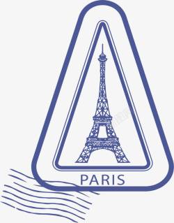 旅游邮票三角形法国巴黎纪念邮票高清图片