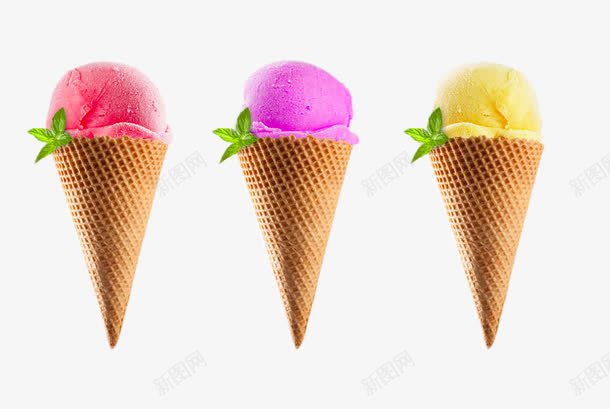 三色甜筒png免抠素材_新图网 https://ixintu.com 产品实物 冰淇淋 冷饮 蛋筒 高清免费png素材