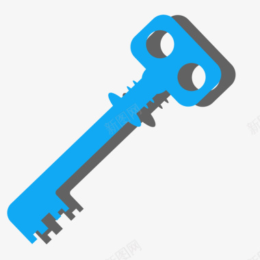 扁平化蓝色钥匙矢量图图标图标