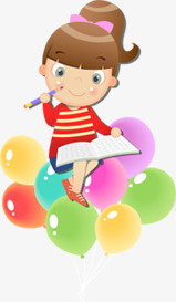 气球上的人png免抠素材_新图网 https://ixintu.com 卡通小女孩 学习的小女孩 彩色气球 手绘小女孩 手绘气球