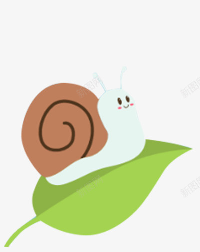 蜗牛叶子绿叶png免抠素材_新图网 https://ixintu.com 卡通 叶子 绿叶 蜗牛