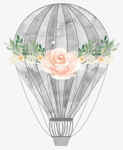热气球上的花朵素材