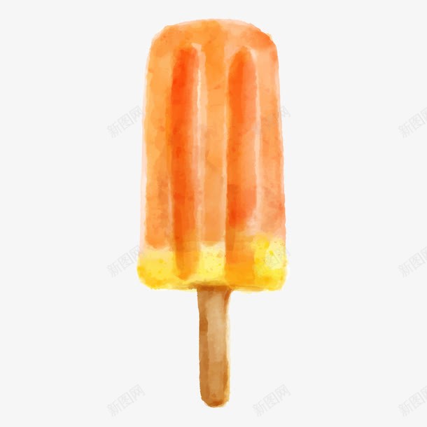 橙色冰棍png免抠素材_新图网 https://ixintu.com 冰棍 冷品 图示 手绘图 插图 橙色雪糕 雪糕