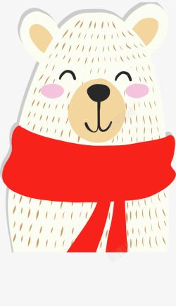冬天大熊红色围巾白色大熊矢量图高清图片