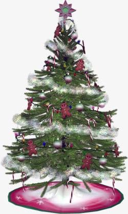手绘紫色礼物圣诞树素材
