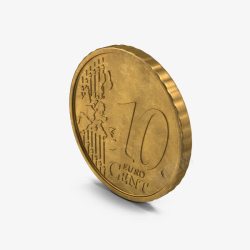 10欧元硬币特写德国欧元10分硬币高清图片