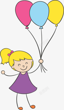 气球小孩矢量图素材