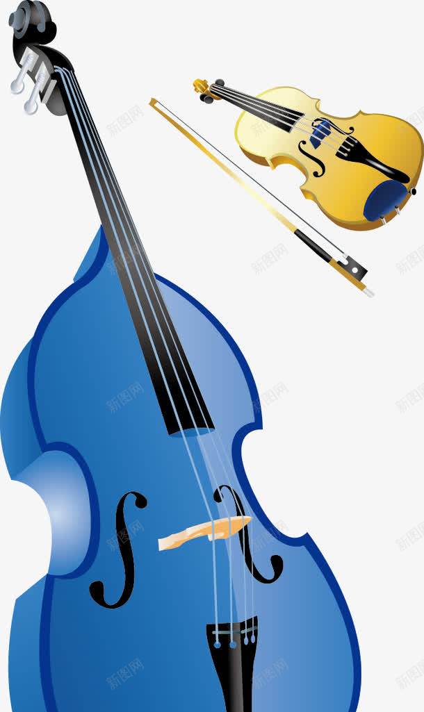 蓝色大提琴黄色小提琴png免抠素材_新图网 https://ixintu.com 乐器矢量 大提琴 小提琴 蓝色大提琴 黄色小提琴