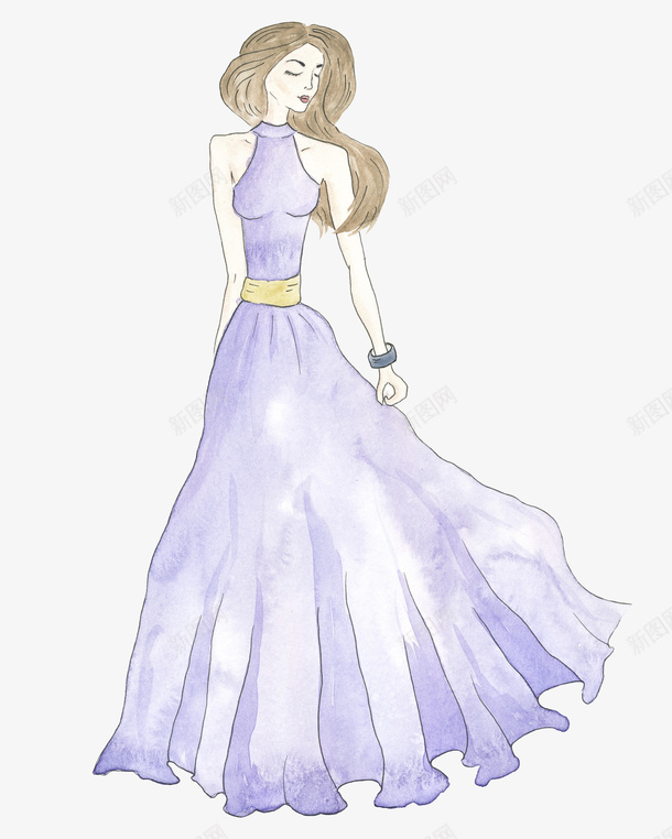 穿紫裙子的美女png免抠素材_新图网 https://ixintu.com png图形 png装饰 手绘 紫色裙子 美女 装饰