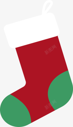 红色扁平化圣诞袜矢量图素材
