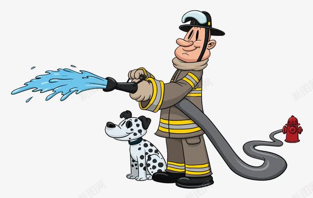 消防员洒水png免抠素材_新图网 https://ixintu.com 水灭火消防队员水带灭火器卡通人物