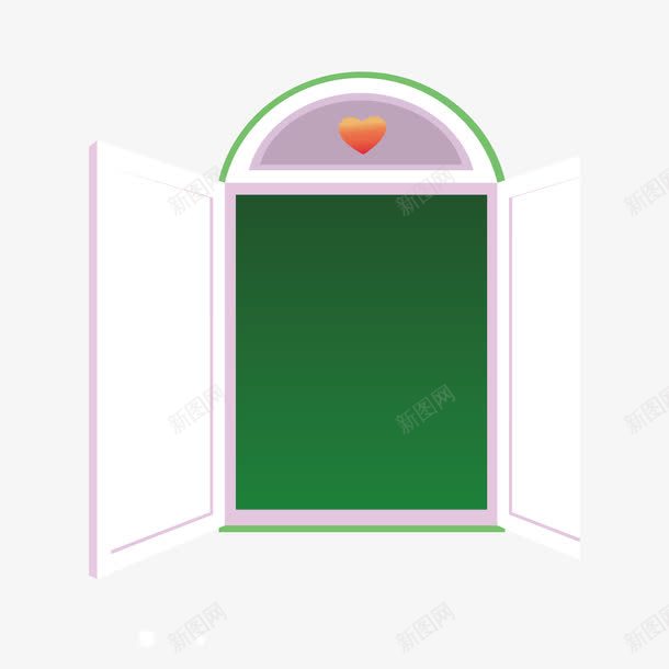 卡通绿色窗户开窗png免抠素材_新图网 https://ixintu.com 卡通 开窗 窗户 绿色