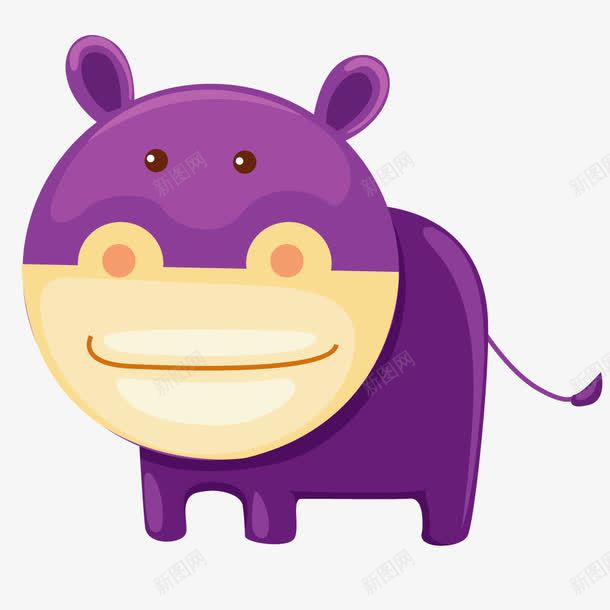 紫色卡通动物河马png免抠素材_新图网 https://ixintu.com 动物 动物卡通 卡通 河马 紫色