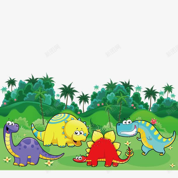 卡通的远古动物png免抠素材_新图网 https://ixintu.com Q版场景 彩色 恐龙 远古