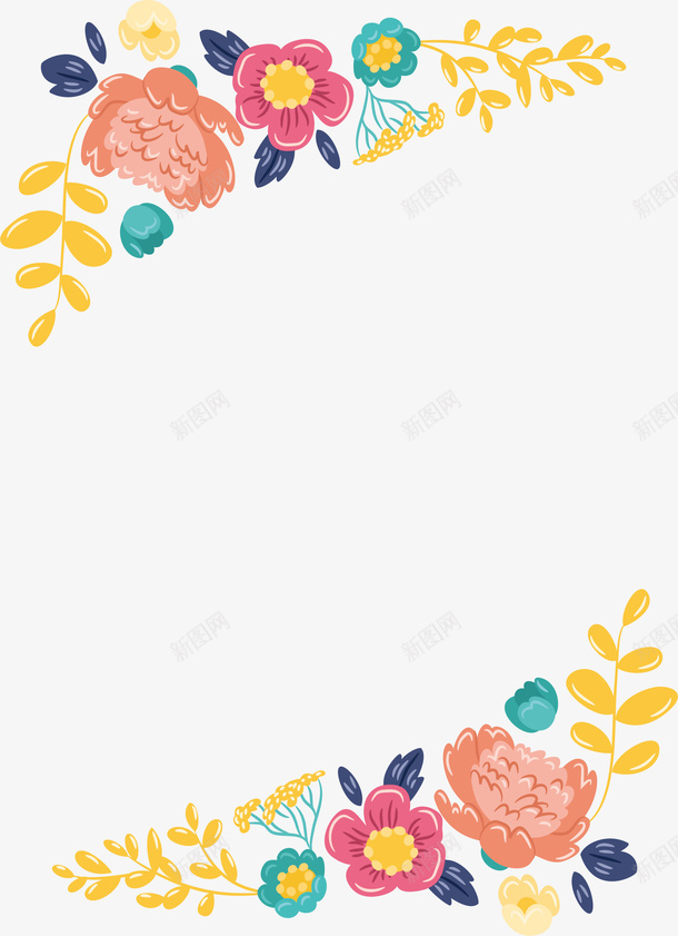 可爱彩色花朵标题框矢量图eps免抠素材_新图网 https://ixintu.com 可爱花朵 彩色花朵 矢量素材 花朵标题框 矢量图