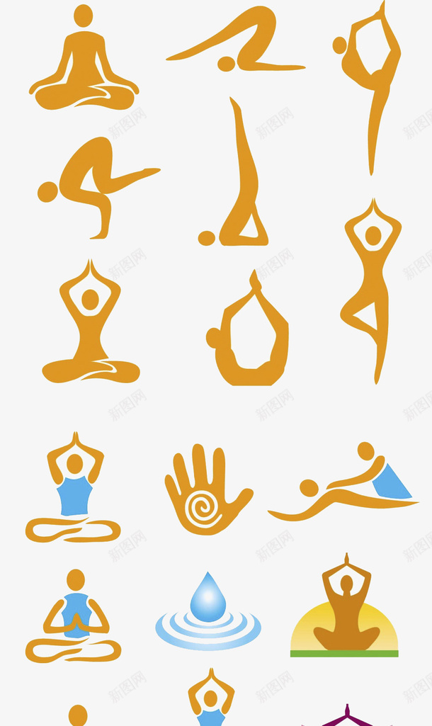 瑜伽矢量图ai免抠素材_新图网 https://ixintu.com 瑜伽 简约 装饰 运动 黄色 矢量图