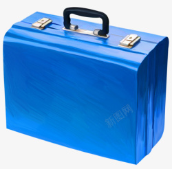 手绘蓝色行李箱素材