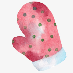 卡通圣诞雪人粉色的手绘棉手套高清图片