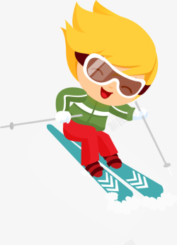 冬季滑雪的小男孩素材