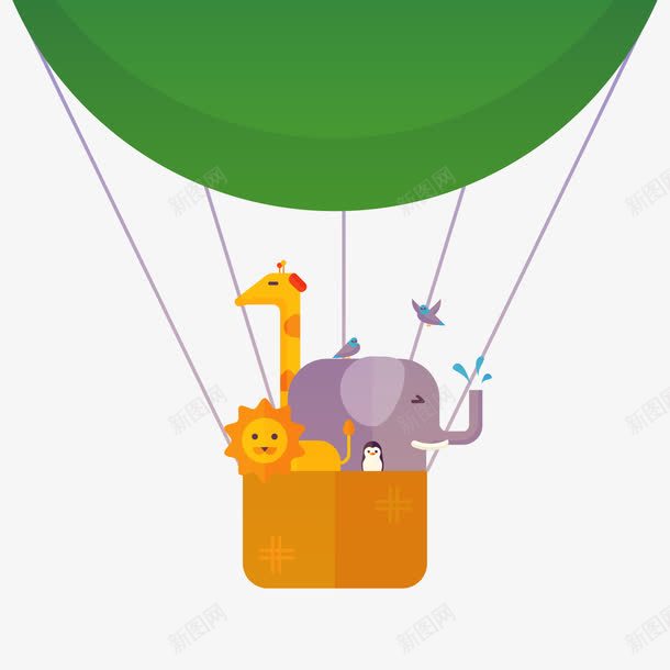 卡通热气球里的动物png免抠素材_新图网 https://ixintu.com 动物 卡通动物 卡通热气球 热气球