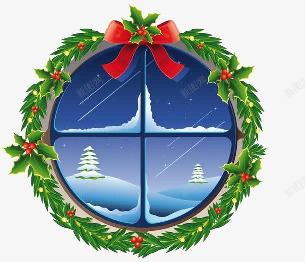 圣诞窗户png免抠素材_新图网 https://ixintu.com 创意 卡通 圣诞 手绘 窗户