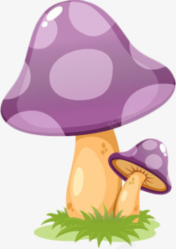 手绘紫色小蘑菇素材