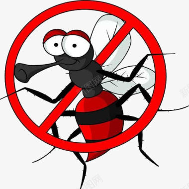 卡通可爱的圆形禁止蚊子传染疾病图标图标