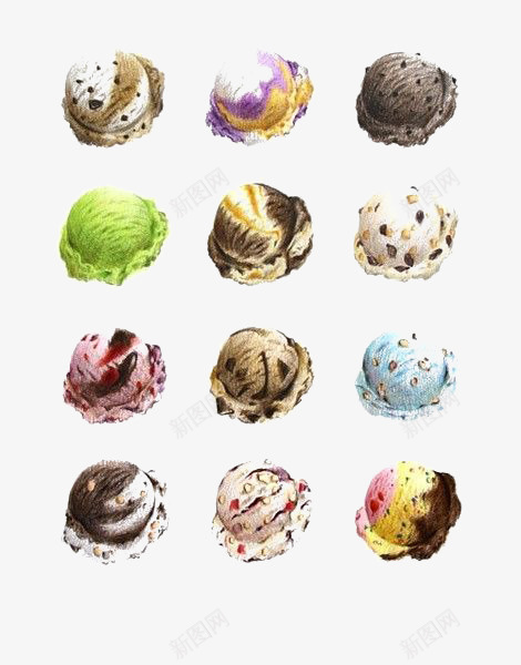 冰淇淋球png免抠素材_新图网 https://ixintu.com 手绘冰淇淋球 甜食 美食