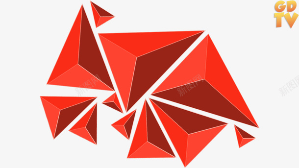 红色三角形椎体png免抠素材_新图网 https://ixintu.com 创意设计 图案设计 椎体 红色