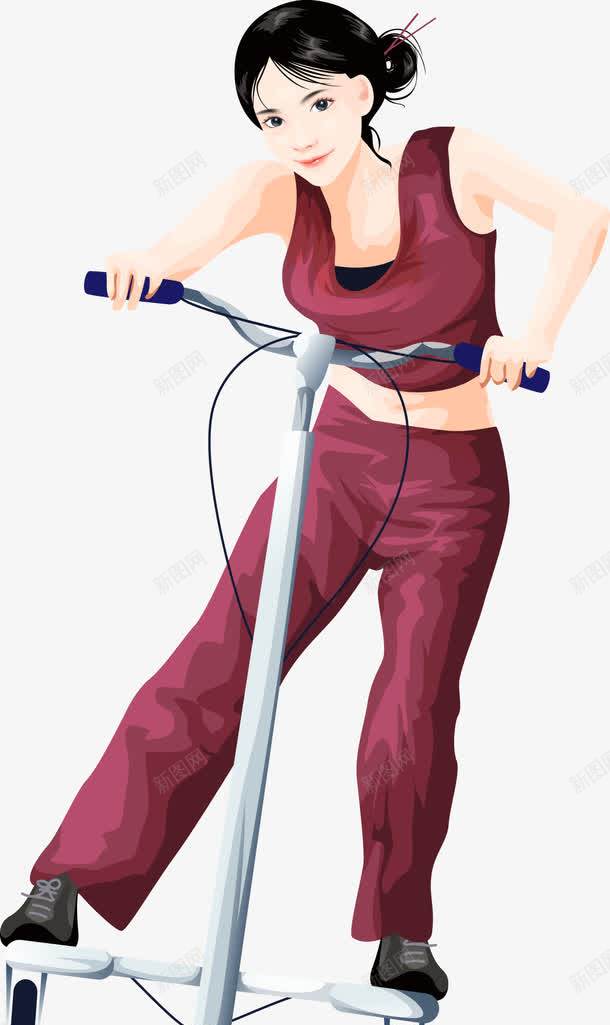 卡通png免抠素材_新图网 https://ixintu.com 人物 卡通 女孩 手绘 运动 骑车