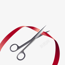 手术剪手术剪红丝带矢量图高清图片