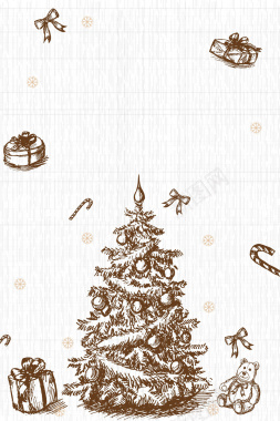 圣诞节白色矢量涂鸦手绘线描海报背景图背景