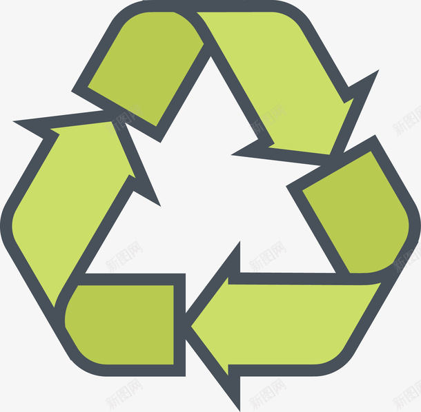 可循环利用标图标png_新图网 https://ixintu.com 三角 可回收 回收 彩色底纹 循环 扁平化 环保 矢量图案 绿色 设计图