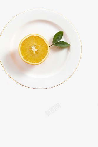 盘子上的橙子png免抠素材_新图网 https://ixintu.com 树叶 水果 白色 黄色