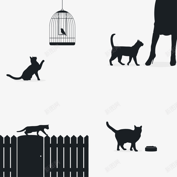 手绘猫插图矢量图图标ai_新图网 https://ixintu.com 动物 手绘猫 猫 矢量图