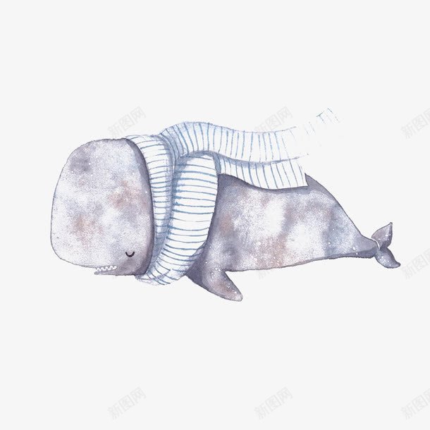 创意鲸鱼png免抠素材_新图网 https://ixintu.com 卡通 围巾 水彩 鲸鱼