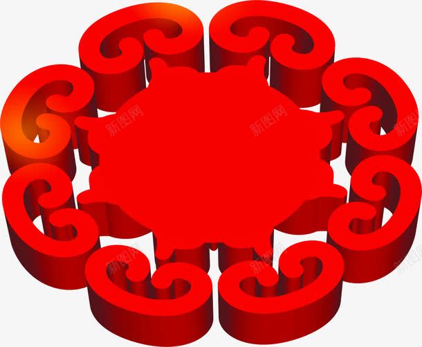 红色古典中国风花纹png免抠素材_新图网 https://ixintu.com 古典 国风 红色 花纹