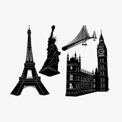 黑白埃菲尔铁塔旅游标志高清图片