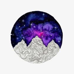创意小山星空图标高清图片