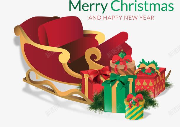 圣诞雪橇png免抠素材_新图网 https://ixintu.com Christma 圣诞快乐 礼物 红色 节日