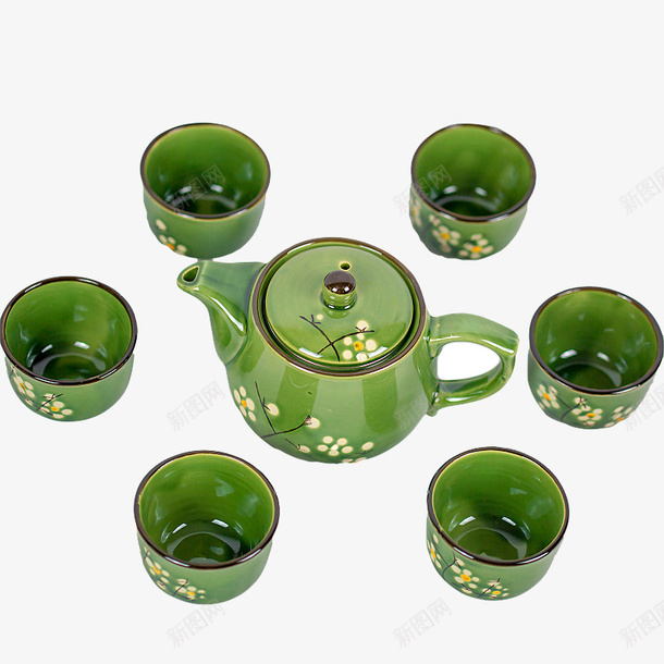 绿色茶具古风茶具图标png_新图网 https://ixintu.com 古风 喝茶 绿色 茶具 陶瓷花纹茶具复古风