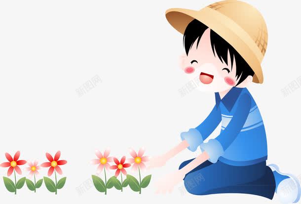 种花的女孩png免抠素材_新图网 https://ixintu.com 劳动 卡通 女孩 栽花 种花