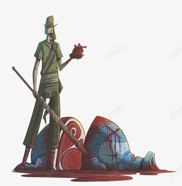 一个屠夫png免抠素材_新图网 https://ixintu.com 卡通 屠夫 帽子 心脏 手绘 男人 简图 红色 绿色
