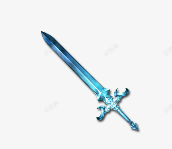 蓝色的剑png免抠素材_新图网 https://ixintu.com 剑 图案设计 手绘 蓝色的剑