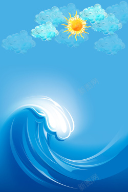 波涛纹素材矢量蓝色插画大海背景高清图片
