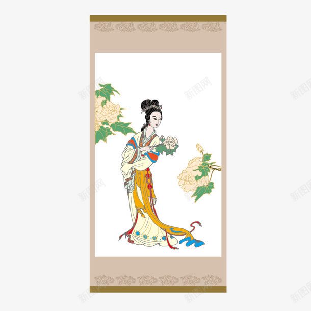 中国风古典仕女图png免抠素材_新图网 https://ixintu.com 兴趣爱好 古代仕女图 水墨画 画作